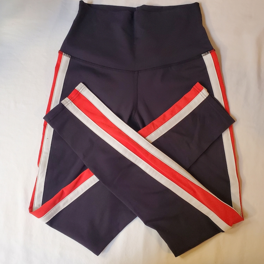 Public Myth Black Leggings Red White Side Stripe High Waist‎ Athletic S/P